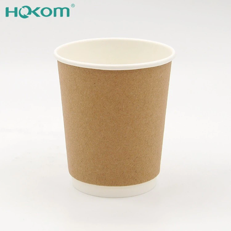 Hokom Paper Factory Disposable Hot Or Cold Drinks 8OZ Double Wall Kraft Paper Coffee Cups
